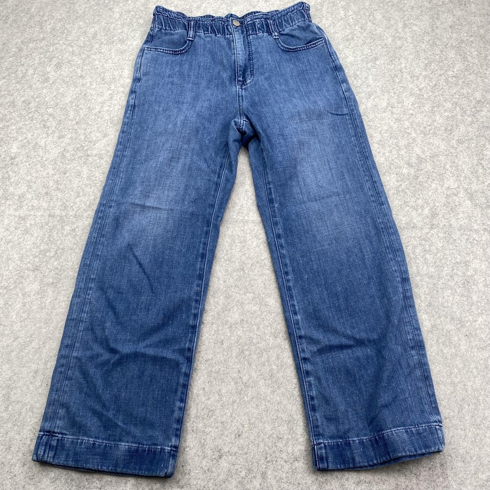 J.Crew Wide Leg Jeans Womens 26 (26x25) Blue High Rise Elastic Waist Denim